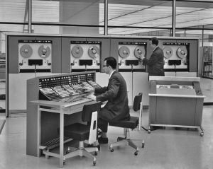 Two men operating a mainframe computer, circa 1960. (Photo by Pictorial Parade/Archive Photos/Getty Images)