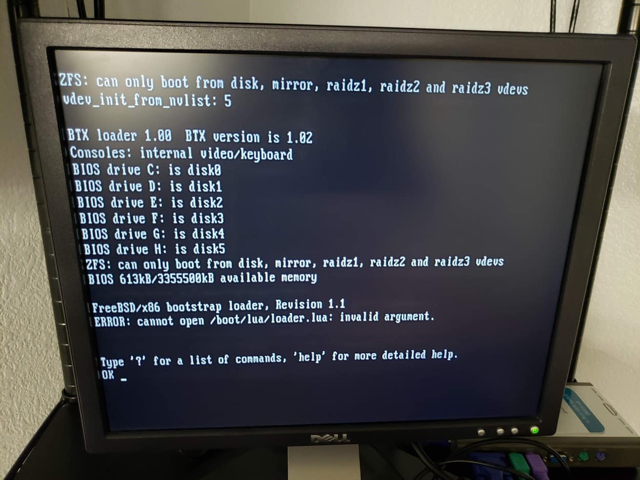 ZFS: can only boot from disk, mirror, raidz1, raidz2, and raidz3 vdevs