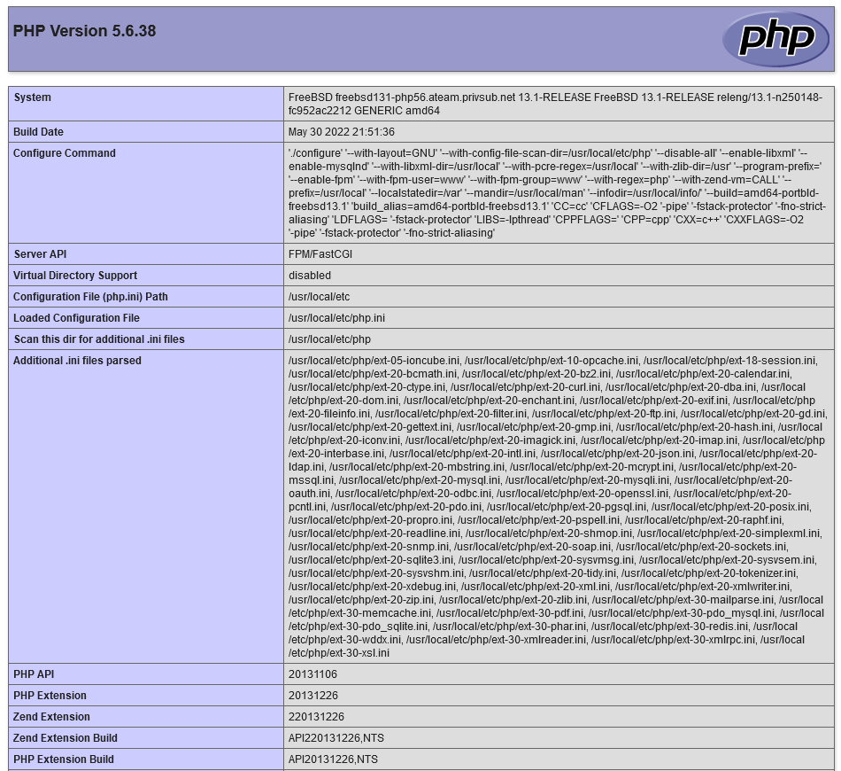 PHP 5.6 running under FreeBSD 13.1