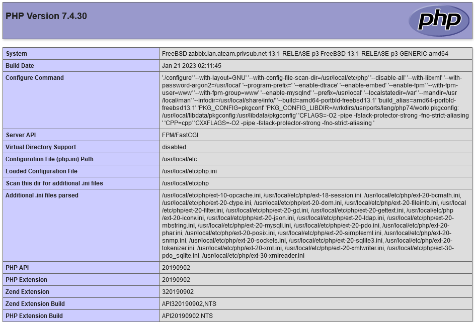 PHP 7.4 running under FreeBSD 13.1